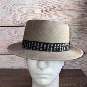 Vintage Keith Hat with Black Checkered Band Imported Coney Fur Size 7